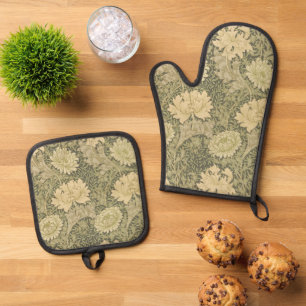 William Morris Chrysanthemum Salie Bloem Ovenwant & Pannenlap Set