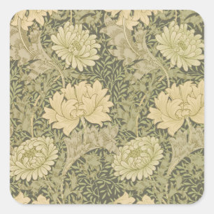 William Morris Chrysanthemum Salie Bloem Vierkante Sticker