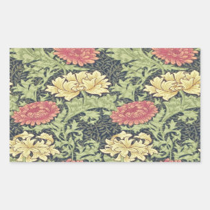 William Morris Chrysanthemum Vintage Floral Art Rechthoekige Sticker