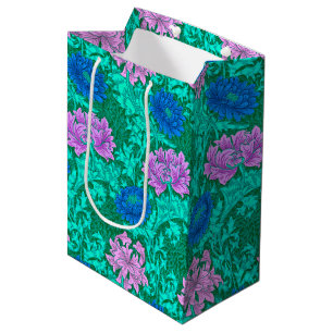William Morris Chrysanthemums, Aqua en Violet Medium Cadeauzakje