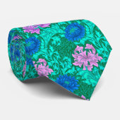 William Morris Chrysanthemums, Aqua en Violet Stropdas (Opgerold)
