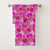 William Morris Chrysanthemums, Bourgogne en roze Bad Handdoek (Insitu)