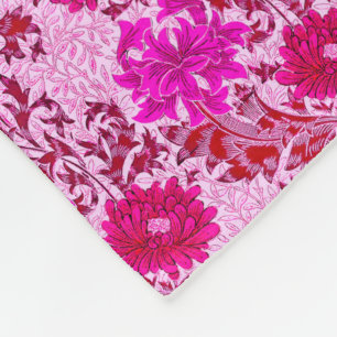 William Morris Chrysanthemums, Bourgogne en roze Fleece Deken
