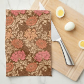 William Morris Chrysanthemums, Brown en Rust Theedoek (Quarter Fold)