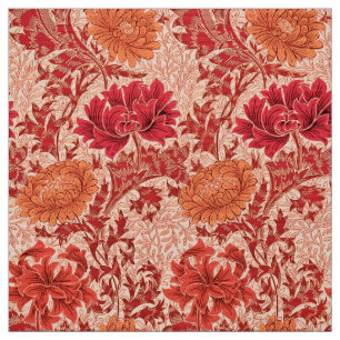 William Morris Chrysanthemums, Coral Oranje Stof