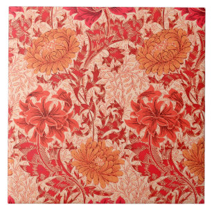 William Morris Chrysanthemums, Coral Oranje Tegeltje