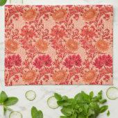 William Morris Chrysanthemums, Coral Oranje Theedoek (Gevouwen)