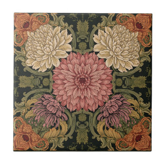 William Morris Chrysanthemums Florale Art Nouveau Tegeltje