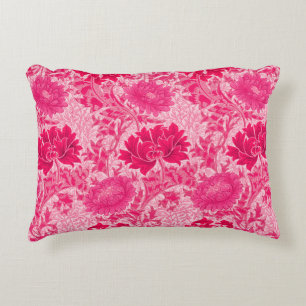 William Morris Chrysanthemums, Fuchsia Pink Accent Kussen