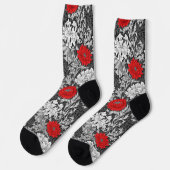 William Morris Chrysanthemums, Grey en Red Sokken (Links)