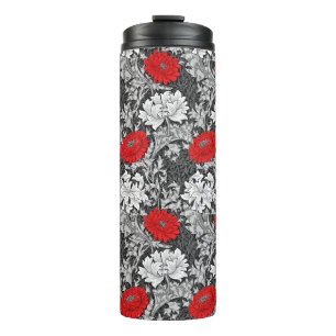 William Morris Chrysanthemums, Grey en Red Thermosbeker