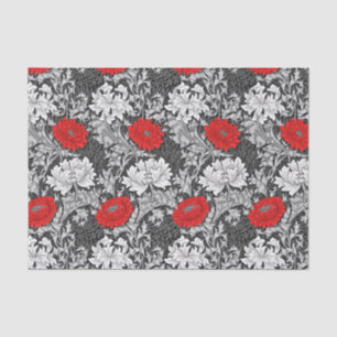 William Morris Chrysanthemums, Grey en Red Tissuepapier