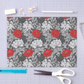 William Morris Chrysanthemums, Grey en Red Tissuepapier (Craft)