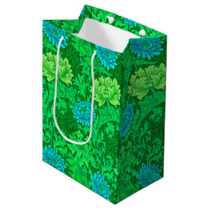 William Morris Chrysanthemums, Lime Green en Aqua Medium Cadeauzakje