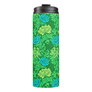 William Morris Chrysanthemums, Lime Green en Aqua Thermosbeker