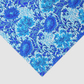 William Morris Chrysanthemums Shades of Denim Blue Tissuepapier (Detail)