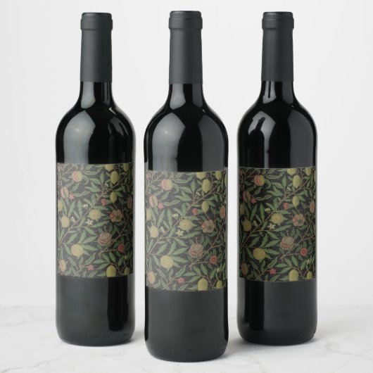 William Morris Citrus en Pomegranate Print Label Wijn Etiket (Flessen)