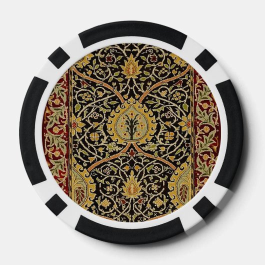 William Morris Classic Carpet Art Print Design Poker Chips (Achterkant)