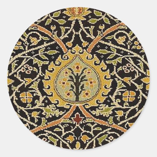 William Morris Classic Carpet Art Print Design Ronde Sticker (Voorkant)