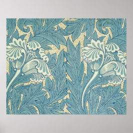 William Morris Classic Tulip Blue Floral Poster