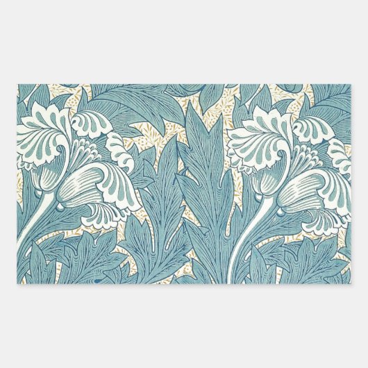 William Morris Classic Tulip Blue Floral Rechthoekige Sticker (Voorkant)