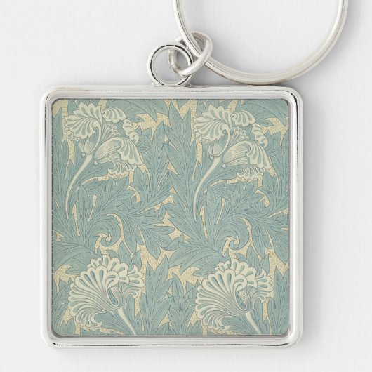 William Morris Classic Tulip Blue Floral Sleutelhanger (Voorkant)
