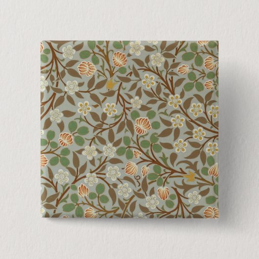 William Morris Clover Botanische Bloem Vierkante Button 5,1 Cm (Voorkant)