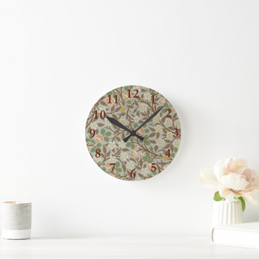 William Morris Clover Flower Art Pattern Ronde Klok (Huis)