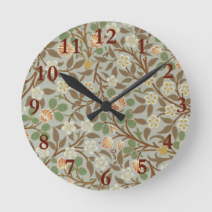 William Morris Clover Flower Art Pattern Ronde Klok