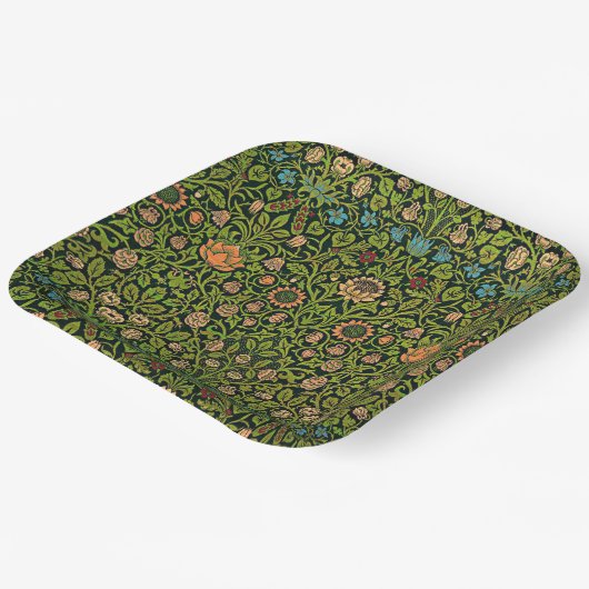 William Morris - Columbine, dark green, Papieren Bordje (Gebogen)