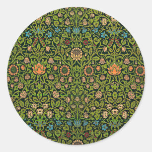 William Morris - Columbine, donkergroen, Case-Mate Ronde Sticker