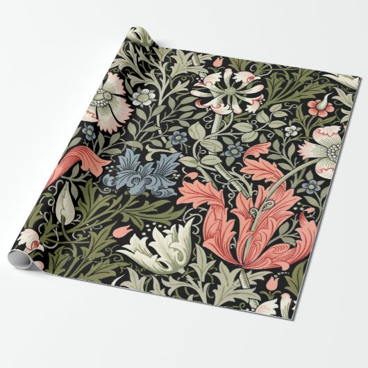 William Morris  Compton bloemmotief Cadeaupapier (Uitgerold)