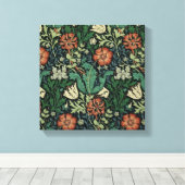 William Morris Compton Floral Art Nouveau Pattern Canvas Afdruk (Insitu (Houten vloer))