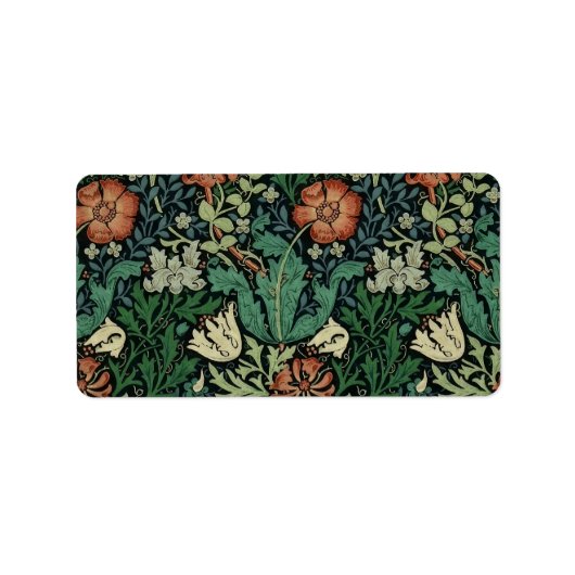 William Morris Compton Floral Art Nouveau Pattern Etiket (Voorkant)