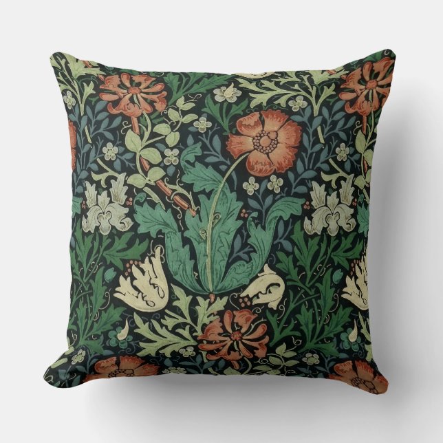 William Morris Compton Floral Art Nouveau Pattern Kussen (Voorkant)