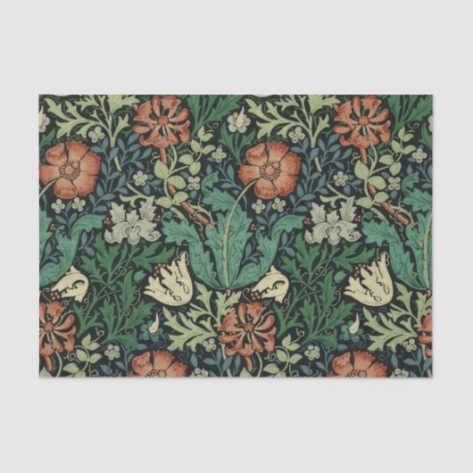 William Morris Compton Floral Art Nouveau Pattern Tissuepapier (Voorkant)