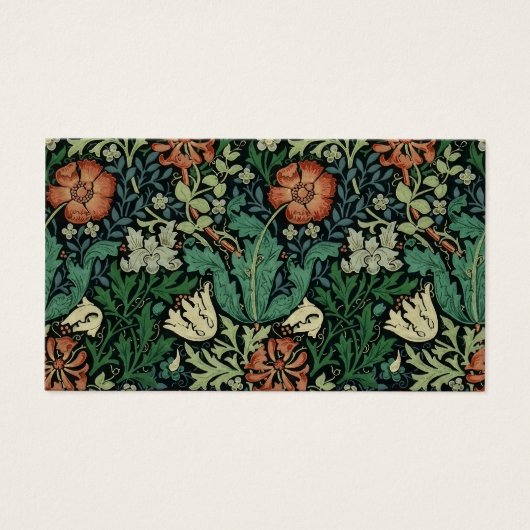 William Morris Compton Floral Art Nouveau Pattern Visitekaartje (Voorkant)