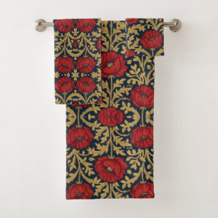 William Morris Coquelicots Motif Floral Rouge Or 