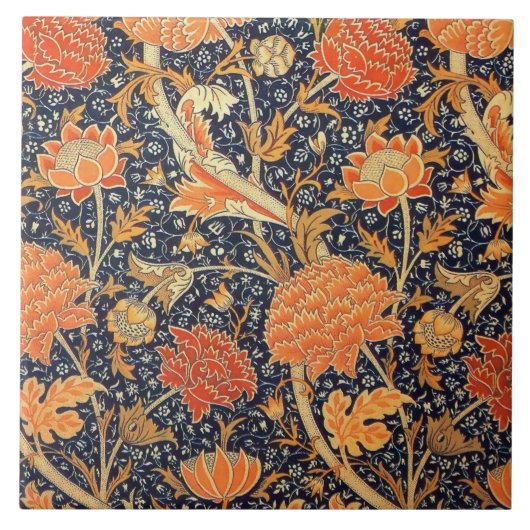 William Morris Cray Floral Art Nouveau Pattern Tegeltje (Voorkant)