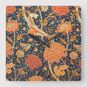 William Morris Cray Floral Art Nouveau Pattern Vierkante Klok