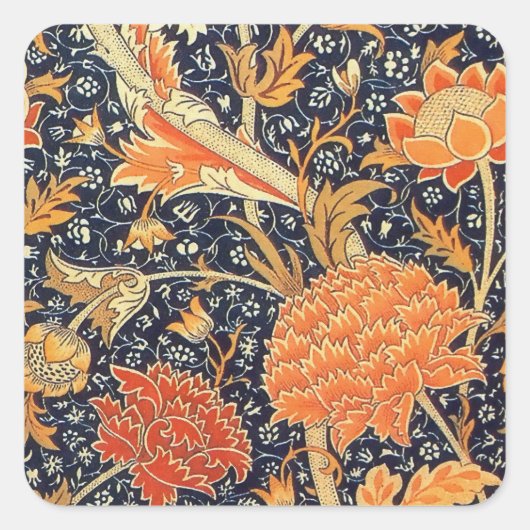 William Morris Cray Floral Art Nouveau Pattern Vierkante Sticker (Voorkant)