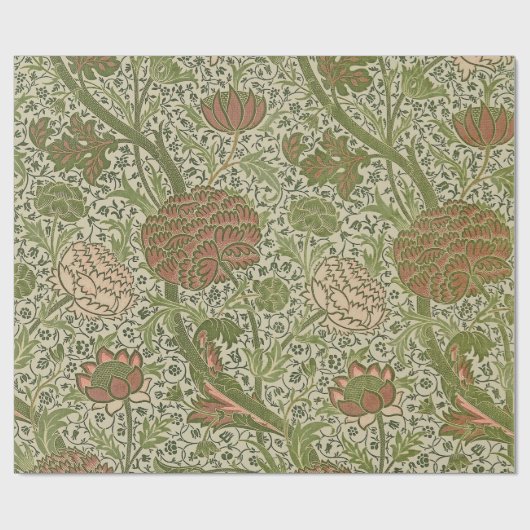 William Morris Cray Sage Bloemen Plantaardige Cadeaupapier (Vlak)