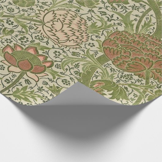 William Morris Cray Sage Bloemen Plantaardige Cadeaupapier (Hoek)