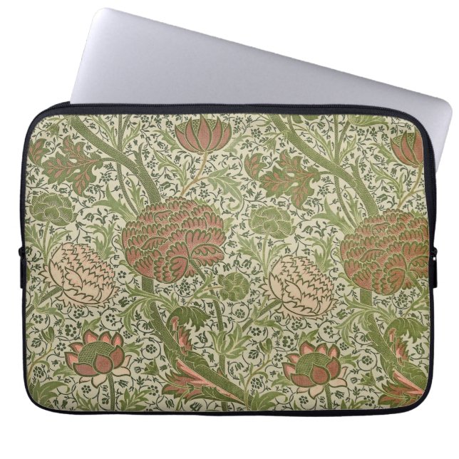 William Morris Cray Sage Bloemen Plantaardige Laptop Sleeve (Voorkant)