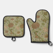 William Morris Cray Sage Bloemen Plantaardige Ovenwant & Pannenlap Set (Voorkant)