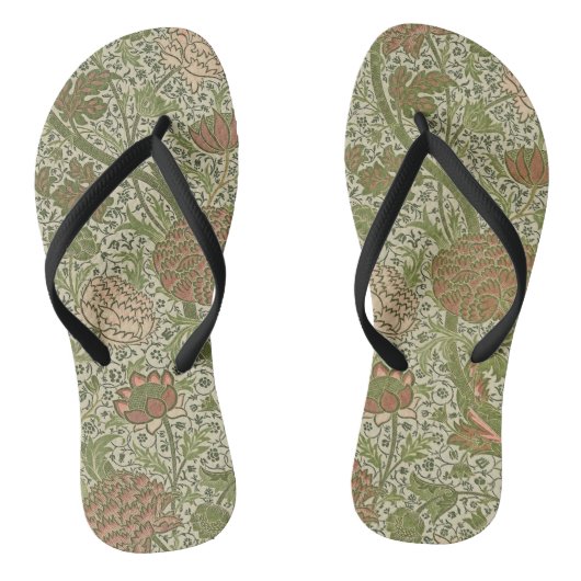 William Morris Cray Sage Bloemen Plantaardige Teenslippers (Voetbed)