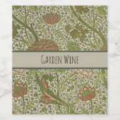 William Morris Cray Sage Bloemen Plantaardige Wijn Etiket (Enkel label)