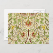 William Morris Daffodil Classic Bloem Behang Briefkaart (Voorkant / Achterkant)