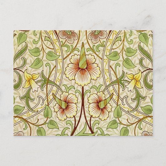 William Morris Daffodil Classic Bloem Behang Briefkaart (Voorkant)