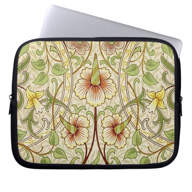 William Morris Daffodil Classic Bloem Behang Laptop Sleeve (Voorkant)